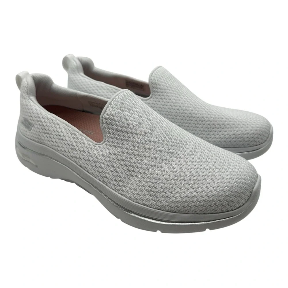 Skechers Go‎ Walk Arch Fit 2.0 Shoes Womens Sz 9.5 White Slip On Sneakers 125313